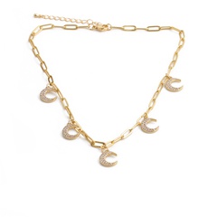 Fashion moon copper inlaid zircon necklace wholesale