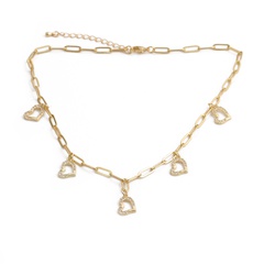 Fashion heart-shape copper inlaid zircon necklace wholesale