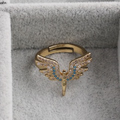 Fashion angel wings copper inlaid zircon rings wholesale