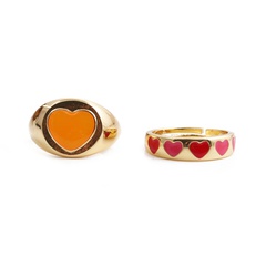 Fashion heart-shape drop oil copper inlaid zircon rings wholesale