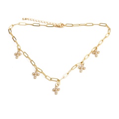 Fashion cross copper inlaid zircon necklace wholesale