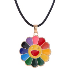 Korean Fashion Metal Simple Sunflower Wax Rope Necklace