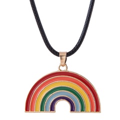 Korean Fashion Metal Simple Rainbow  Wax Rope Necklace