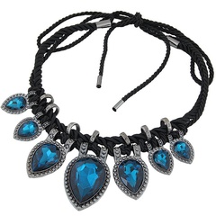 fashion baroque water drop gemstone braided exaggerated necklace