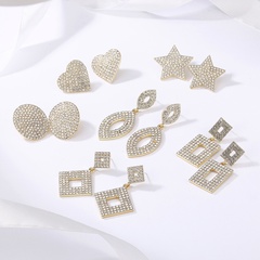 Simple geometric diamond heart five-pointed star rectangular earrings