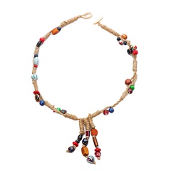 Bohemian hand-woven ceramic beads chain necklace