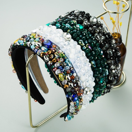 Strass-Barockkristall-Stirnbänder im Bohemian-Stil mit breiter Krempe's discount tags