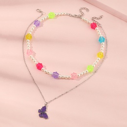 Koreas fashion new style Flower Butterfly Pendant Multilayer Necklacepicture7