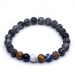 simple natural stone transparent stripes round bead bracelet