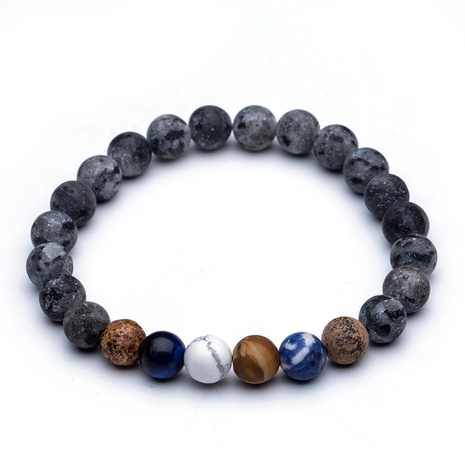 simple natural stone transparent stripes round bead bracelet's discount tags