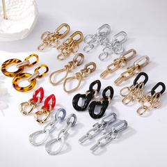 Metal splicing geometric ring buckle acrylic earrings