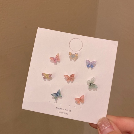 Colorful Resin Butterfly Small Stud Earrings NHBQ349577's discount tags