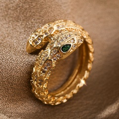 Fashion zodiac snake copper inlaid zircon rings wholesale