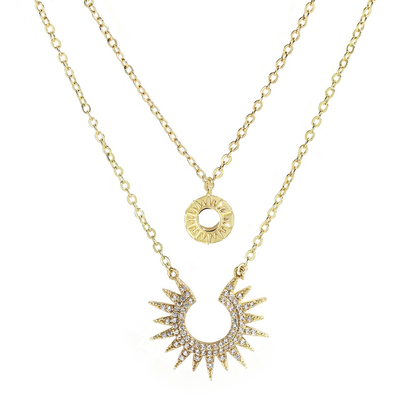 Fashion geometric multilayer sunflower alloy necklace wholesale