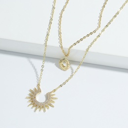 Fashion geometric multilayer sunflower alloy necklace wholesalepicture10