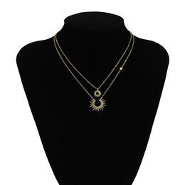 Fashion geometric multilayer sunflower alloy necklace wholesalepicture12