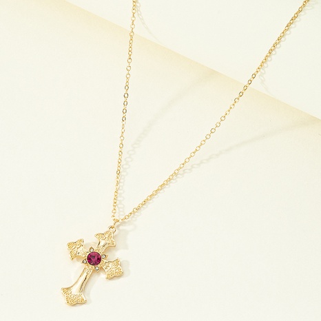 Fashion cross rhinestone alloy necklace wholesale's discount tags