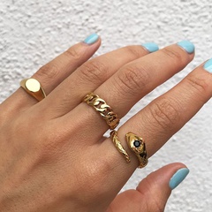 Simple fashion style creative snake-shaped ring 3-piece set