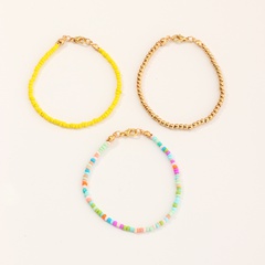 ethnic style single row rice bead handmade braided bracelet