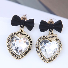 new simple fashion metal bow retro peach heart stud earrings