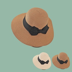Fashion big bow sunshade sunscreen wide brim straw hat