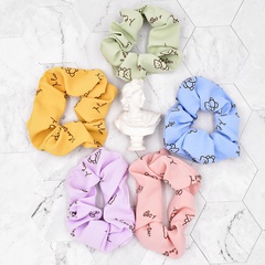 Korean style folds cute bear printing fabric hair scrunchies