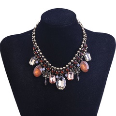 Fashion geometric rhinestone alloy necklace wholesale