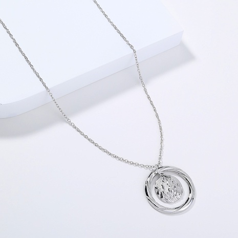 fashion alloy texture circle metal pendant necklace's discount tags