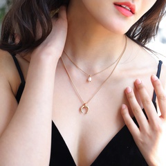 Fashion natural freshwater pearl multi-layer moon necklace