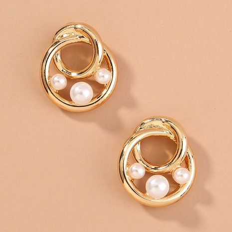 fashion geometric round small pearl golden earrings's discount tags
