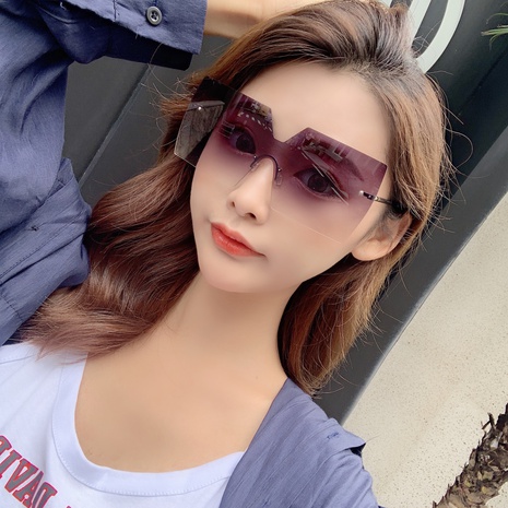 neue koreanische Mode Stil randlose Big Frame einteilige Sonnenbrille's discount tags