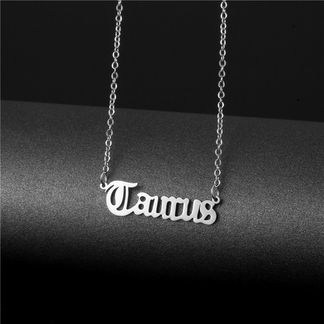 Fashion twelve constellation titanium steel necklace wholesale NHAC350099's discount tags