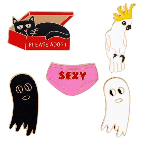 creative cartoon box cat ghost pink sexy panties dripping alloy brooch NHMO350454's discount tags