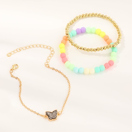 Mode kreative handgemachte bunte Reis Perle Schmetterling Armband Set's discount tags