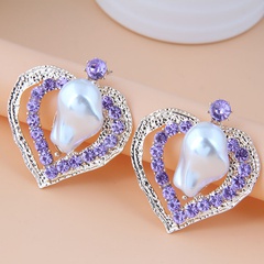 Modestil neue Diamant Pfirsich Herz übertrieben Ohrringe