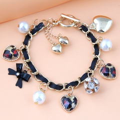Fashion metal pearl love metal leopard bow knot bracelet