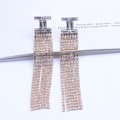 fashion new tassel diamond alloy earrings