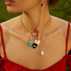 Creative fashion style Lips Peach Heart Multicolor Oil Drop necklace