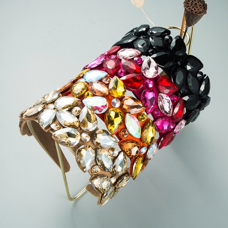 neues kreatives übertriebenes großes tropfenförmiges Stirnband aus Glasdiamant's discount tags
