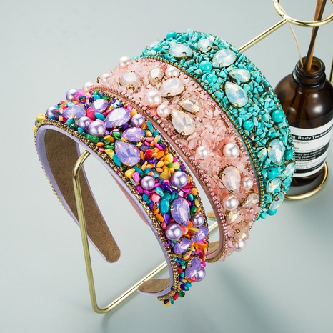 Diadema de diamantes con incrustaciones de turquesa de color barroco de moda's discount tags