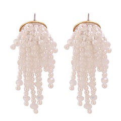 Baroque pearl new flower long tassels earrings