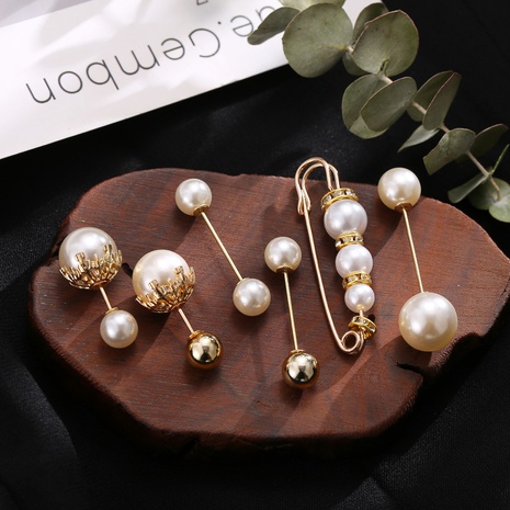 nouveau style de mode rétro créatif simple ensemble de broche perle's discount tags