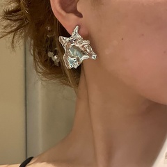 geometric irregular bumps folds metal earrings