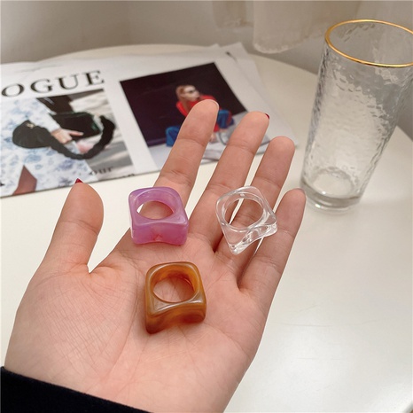simple geometric square transparent acrylic ring's discount tags
