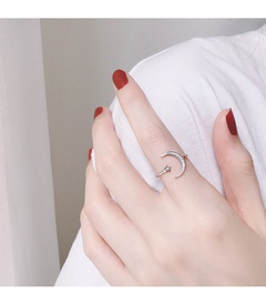 Mode S925 Sterling Silber Stern Mond feine Reihe Zirkon Ring