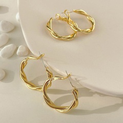 Korean style circle twist copper earrings