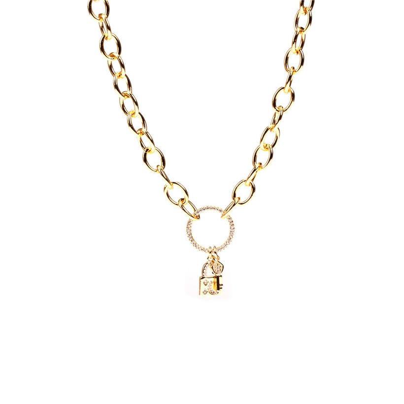 Bijoux Fantaisie Parures Bijoux | Mode Nouveau Style Diamant Cl Serrure Pendentif Collier Bracelet Ensemble - OS93454