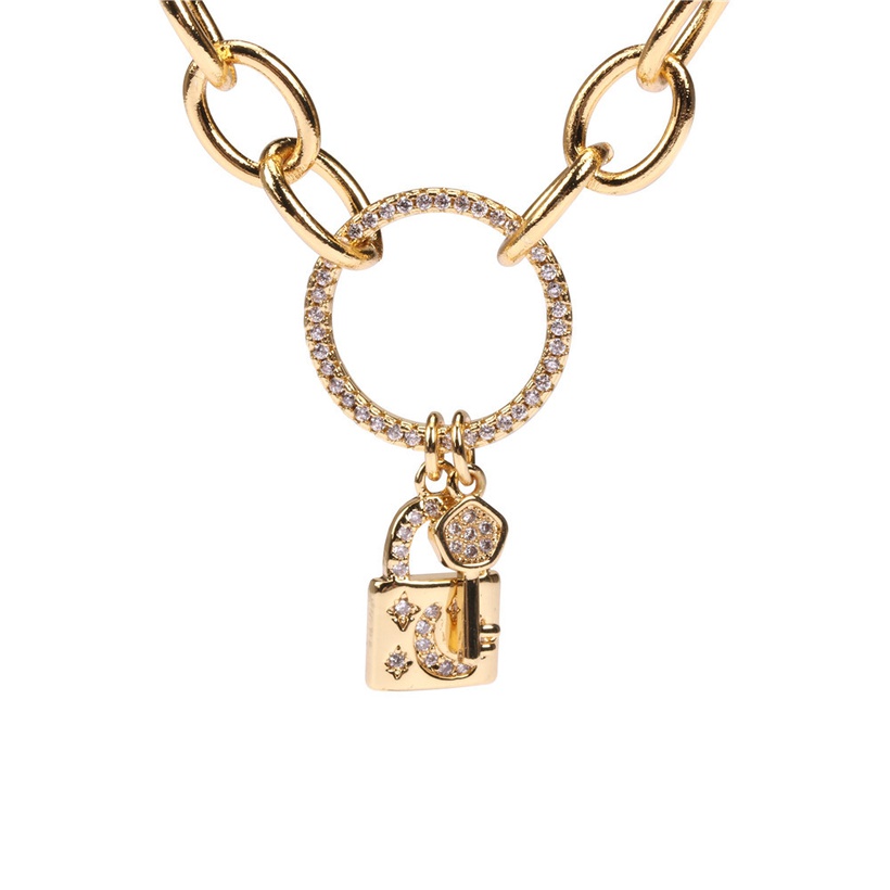 Bijoux Fantaisie Parures Bijoux | Mode Nouveau Style Diamant Cl Serrure Pendentif Collier Bracelet Ensemble - OS93454