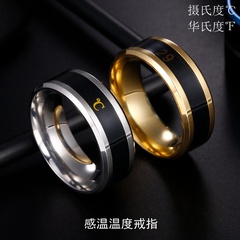 Fashion Temperature Sensing Couple Stainless Steel Ring