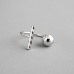 S925 sterling silver fashion round bead ring